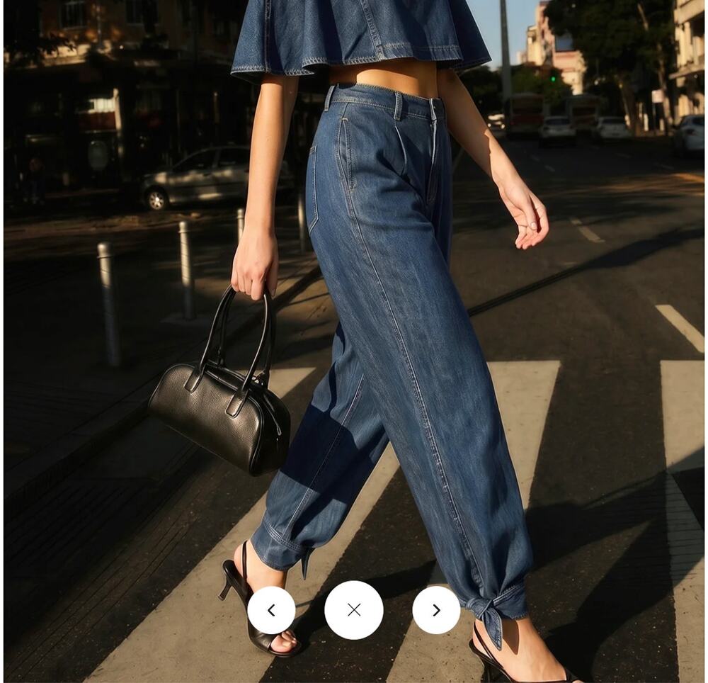 NWT Commense Mid Waist Tie Cuff Denim Pants Sz L